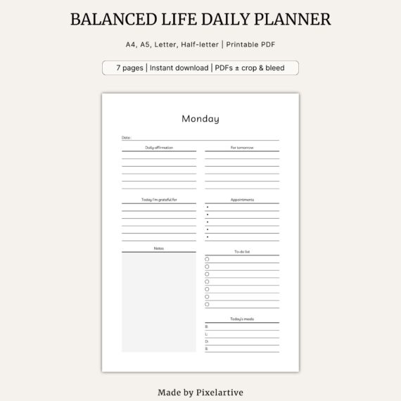 Balanced Life Daily Planner