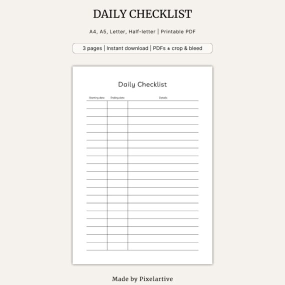Daily Checklist Template
