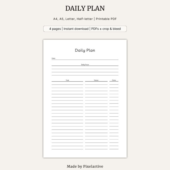 Daily Plan Template
