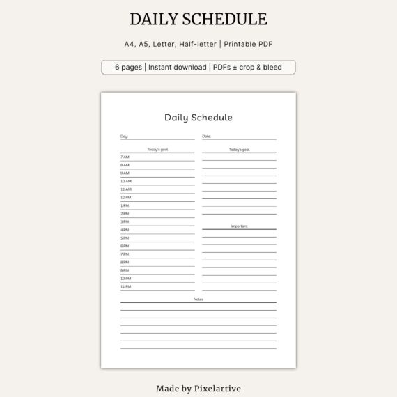 Daily Schedule Template