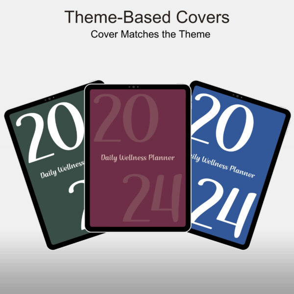 Free Daily Wellness Planner 2024, Portrait Mode, Hyperlinked Planner, Colored Theme Bundle - Image 4