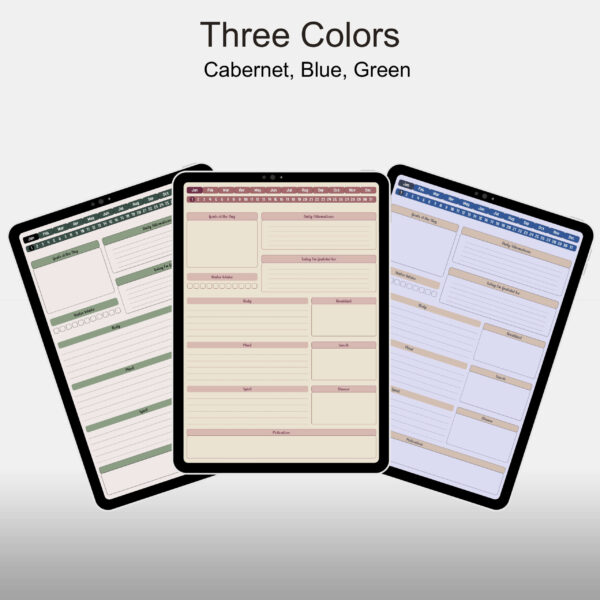 Free Daily Wellness Planner 2024, Portrait Mode, Hyperlinked Planner, Colored Theme Bundle - Image 2