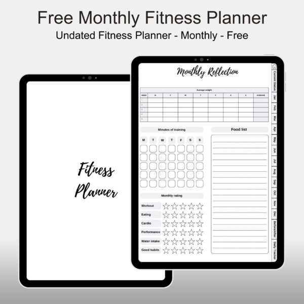 Free Undated Fitness Planner, Potrait