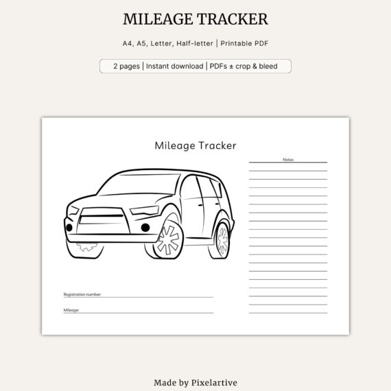 Mileage Tracker, Landscape Template
