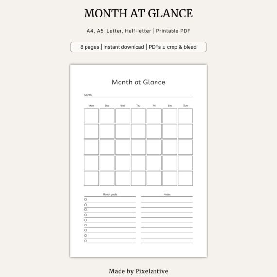 Month at Glance Template