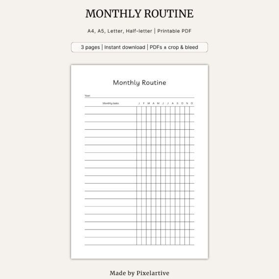 Monthly Routine Template