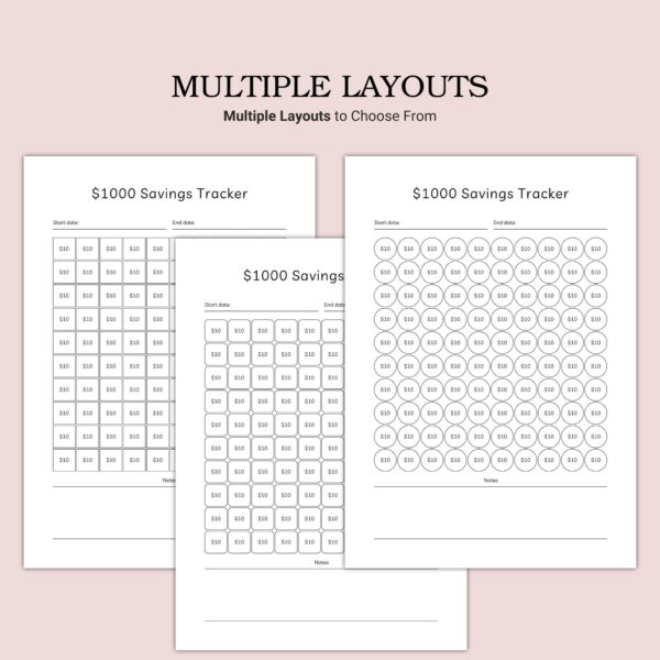 Printable $1000 Savings Tracker Template - Image 2