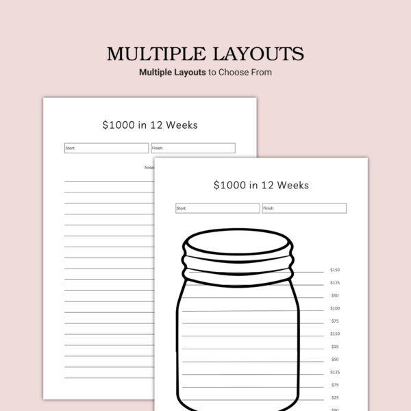 Printable 12-Week Savings Challenge Template - Image 2