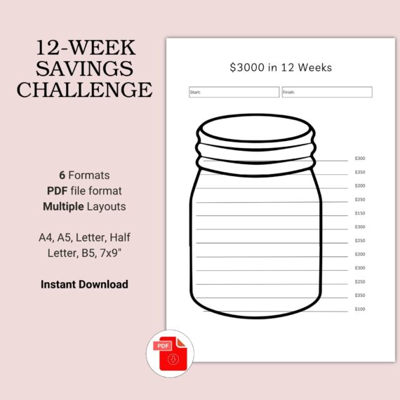 Printable 12-Week Savings Challenge Template