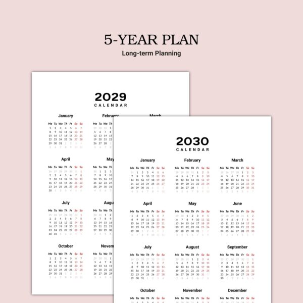 Printable Basic Calendar 2026-2030 - Image 3