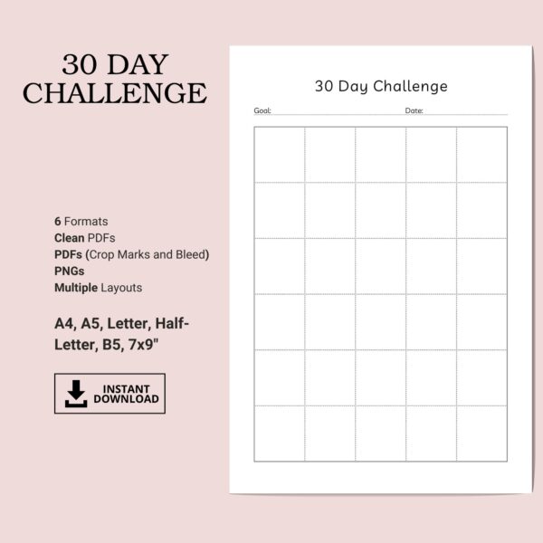 Printable 30 Day Challenge Inserts