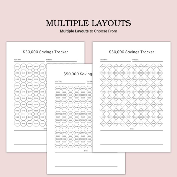 Printable $50,000 Savings Tracker Template - Image 3
