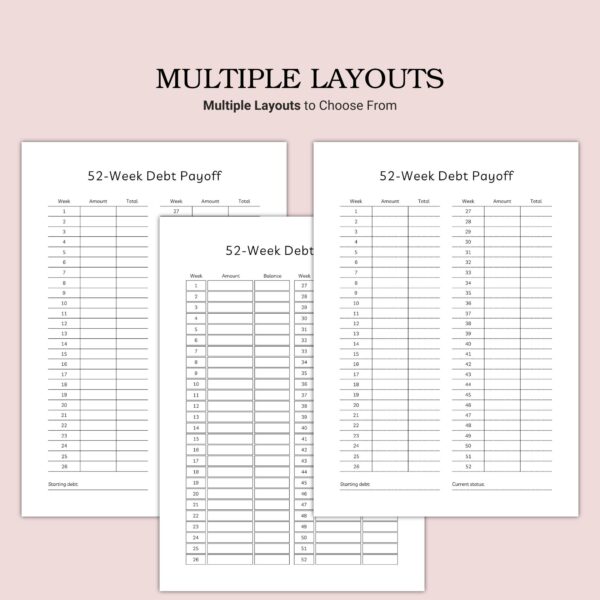 Printable 52-Week Debt Payoff Template - Image 2