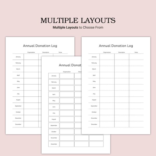 Printable Annual Donation Log Template - Image 2