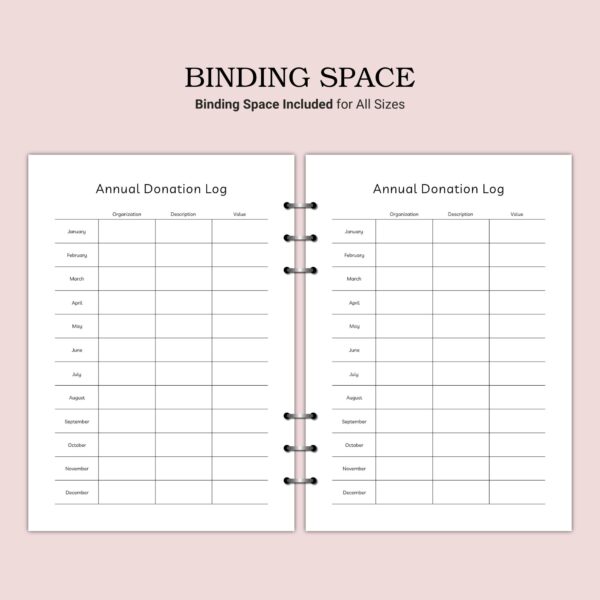 Printable Annual Donation Log Template - Image 3