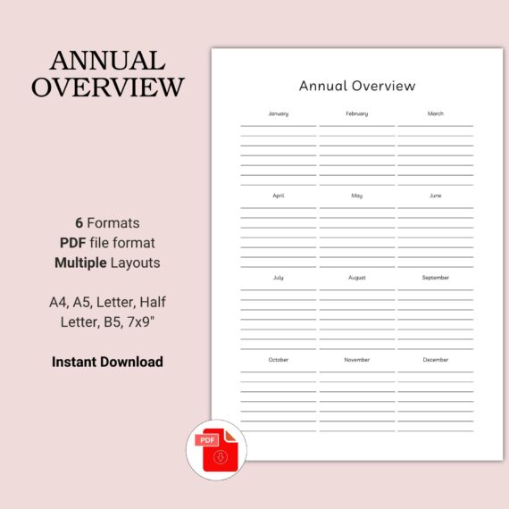 Printable Annual Overview Template