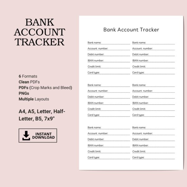 Printable Bank Account Tracker