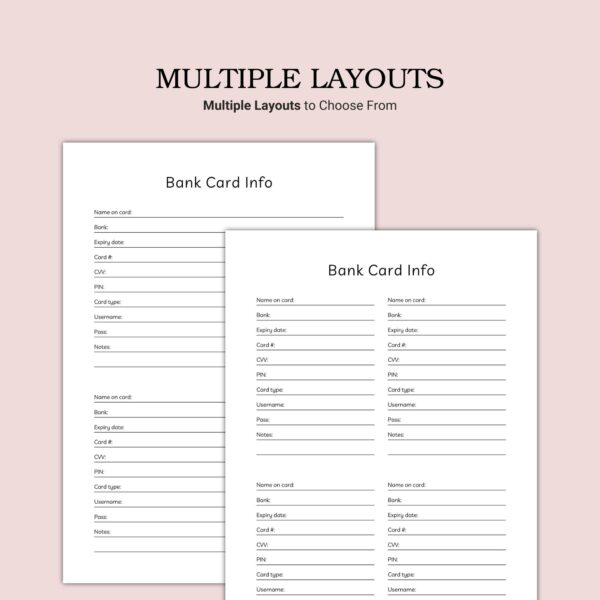 Printable Bank Card Info Template - Image 3