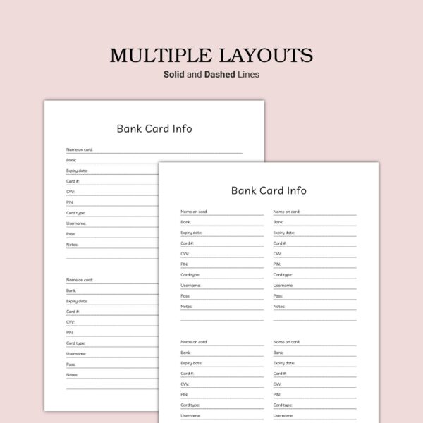 Printable Bank Card Info Template - Image 5
