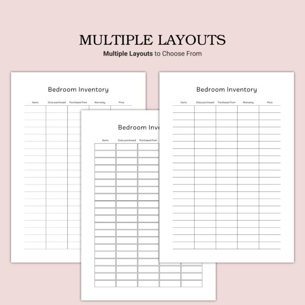 Printable Bedroom Inventory Template - Image 2