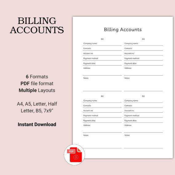 Printable Billing Accounts Template