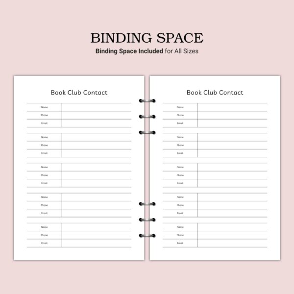 Printable Book Club Contact Template - Image 3