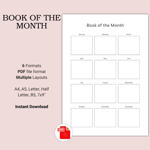 Printable Book of the Month Template