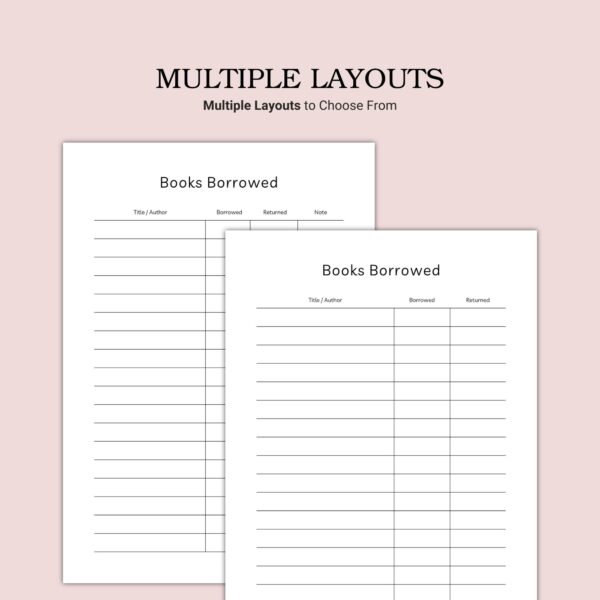 Printable Books Borrowed Template - Image 2