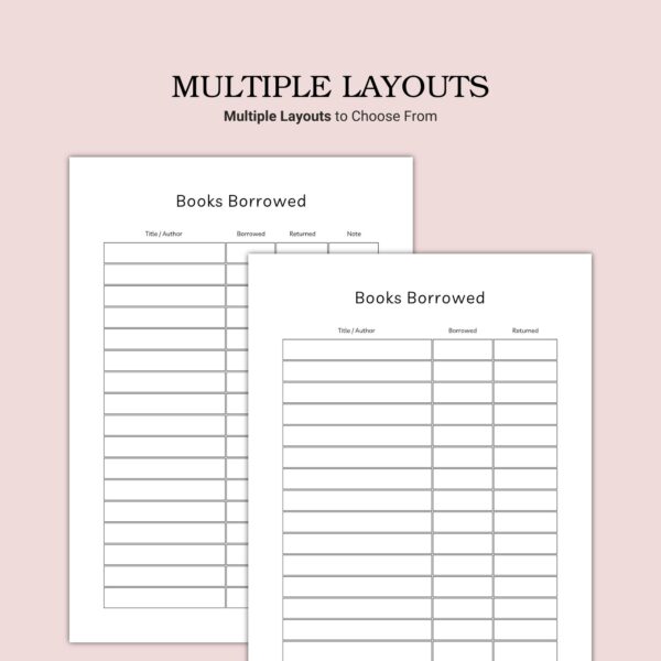 Printable Books Borrowed Template - Image 3
