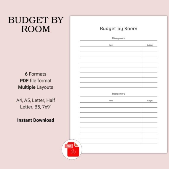 Printable Budget by Room Template