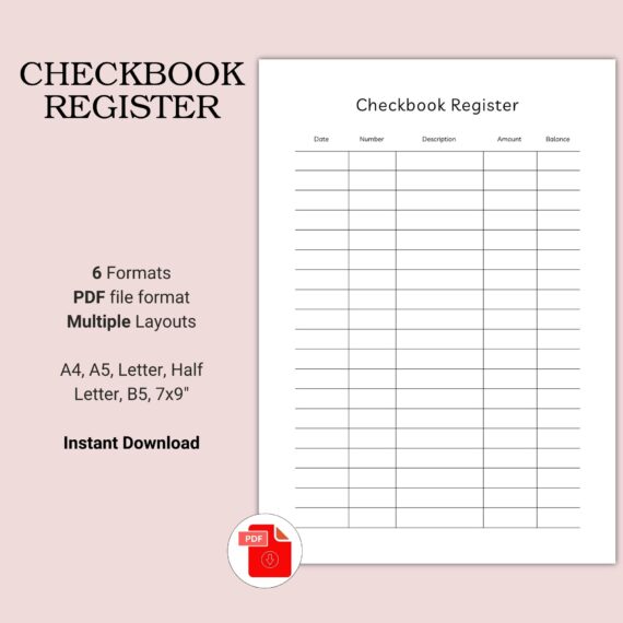 Printable Checkbook Register Template