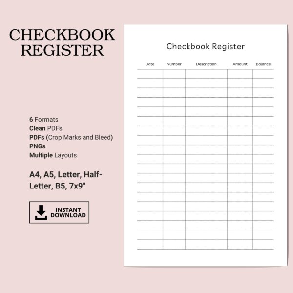 Printable Checkbook Register Template