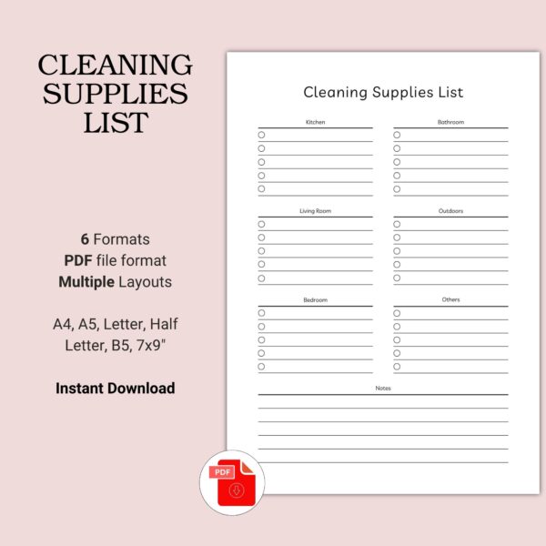Printable Cleaning Supplies List Template