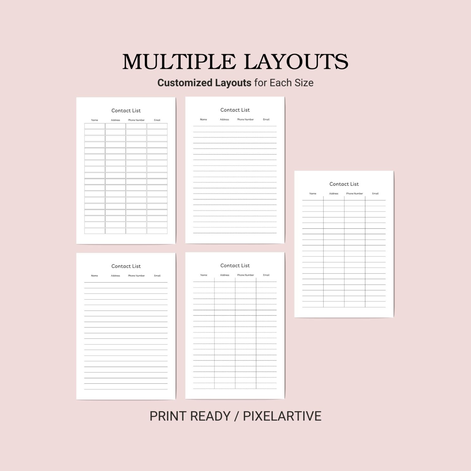 Printable Contact List Template