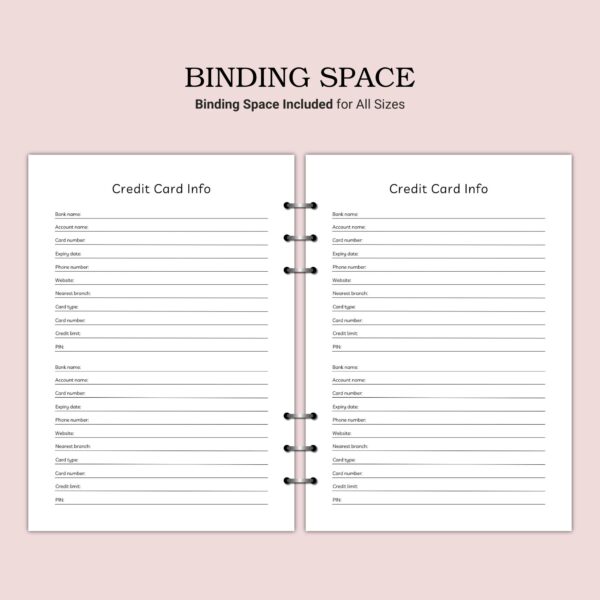 Printable Credit Card Info Template - Image 3