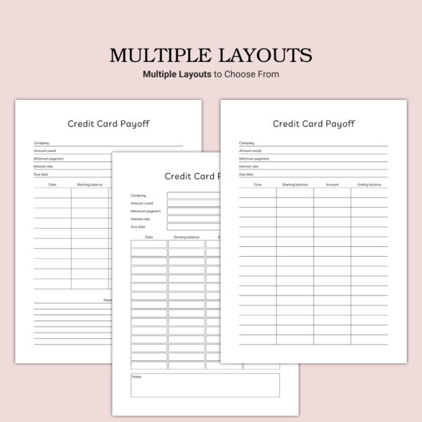 Printable Credit Card Payoff Template - Image 2