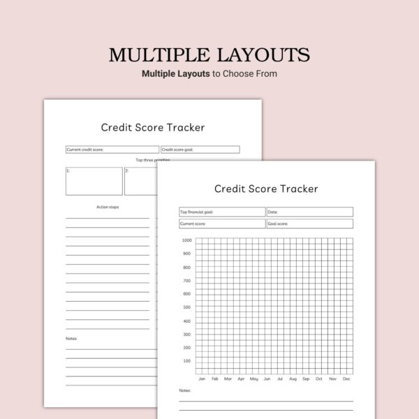 Printable Credit Score Tracker Template - Image 2
