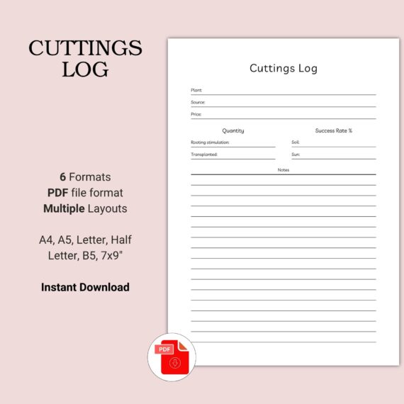 Printable Cuttings Log Template