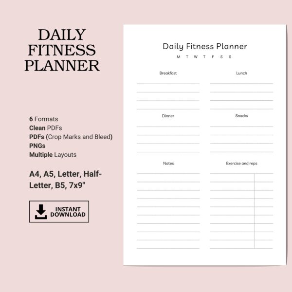 Printable Daily Fitness Planner Inserts