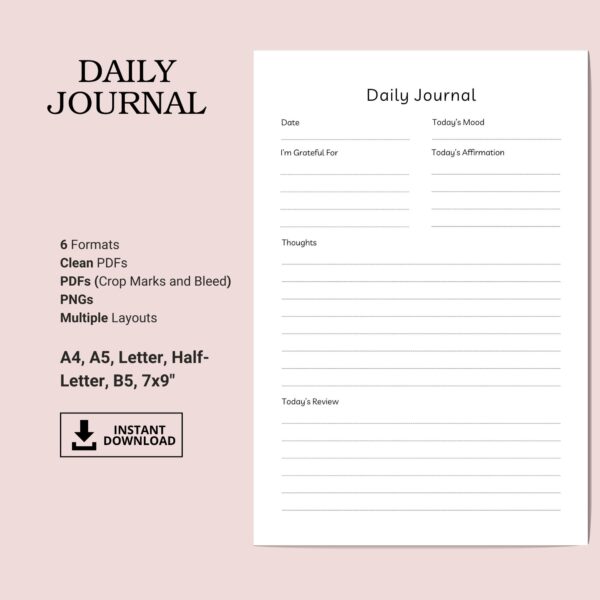 Printable Daily Journal Inserts