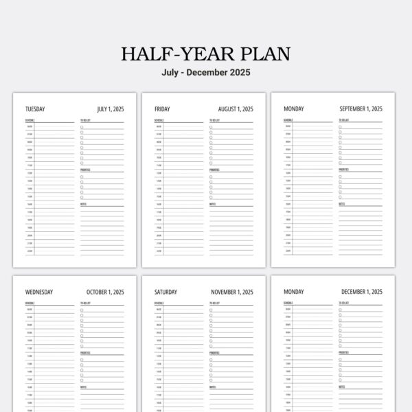 Printable Daily Planner, Dated Planner, July-December 2025 - Image 3