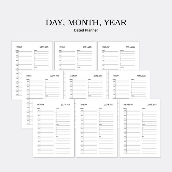 Printable Daily Planner, Dated Planner, July-December 2025 - Image 4