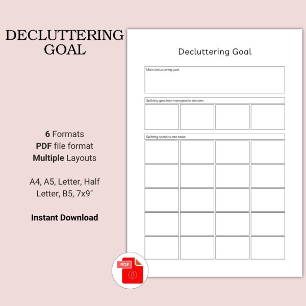 Printable Decluttering Goal Template