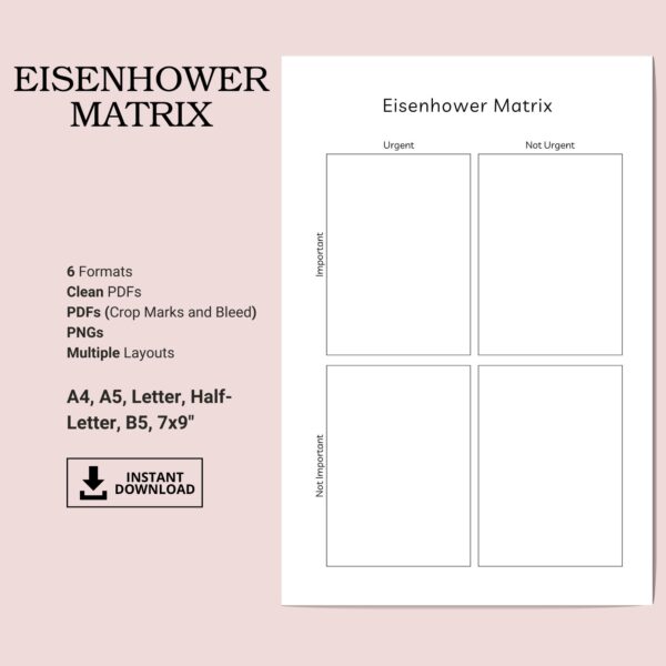 Printable Eisenhower & Priority Matrix Inserts