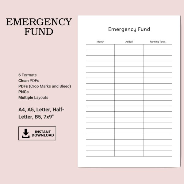 Printable Emergency Fund Template