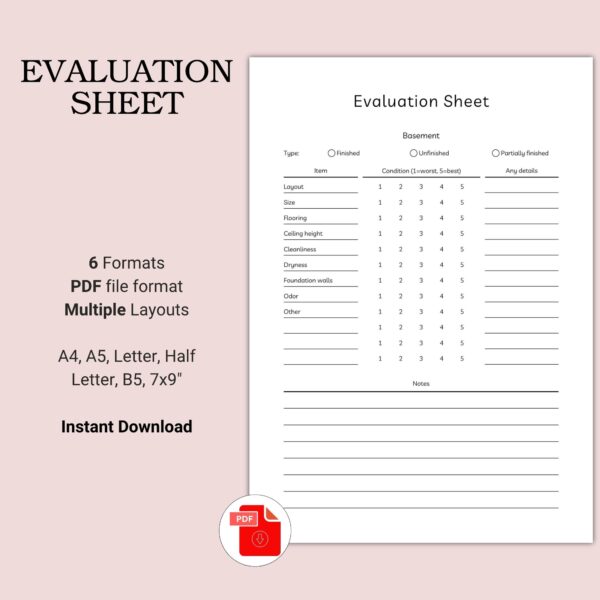Printable Evaluation Sheet Template