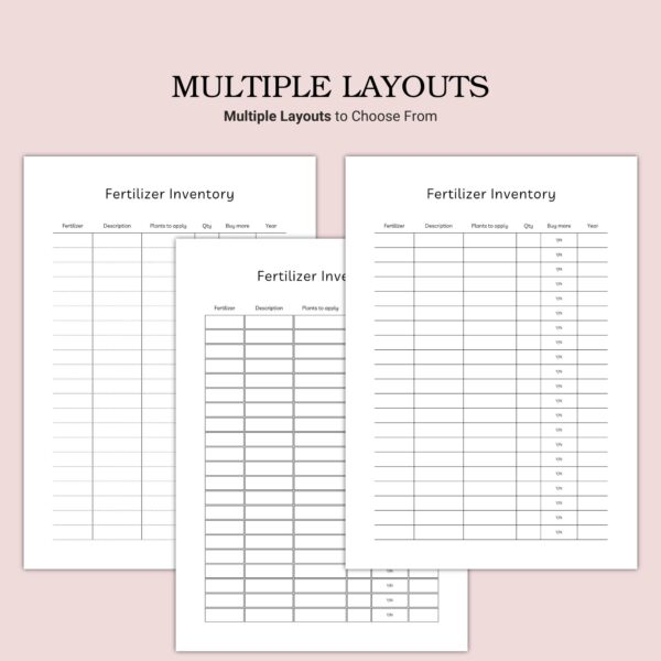 Printable Fertilizer Inventory Template - Image 2
