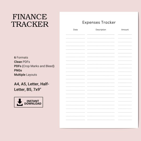 Printable Finance Tracker Inserts