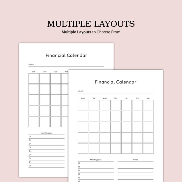 Printable Financial Calendar Template - Image 2