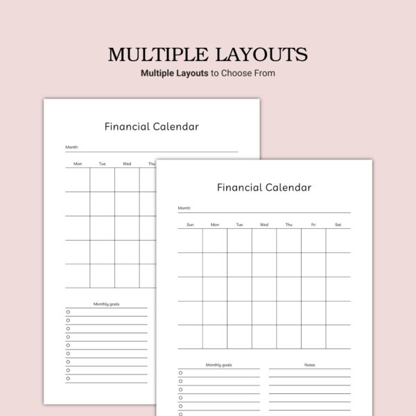 Printable Financial Calendar Template - Image 3